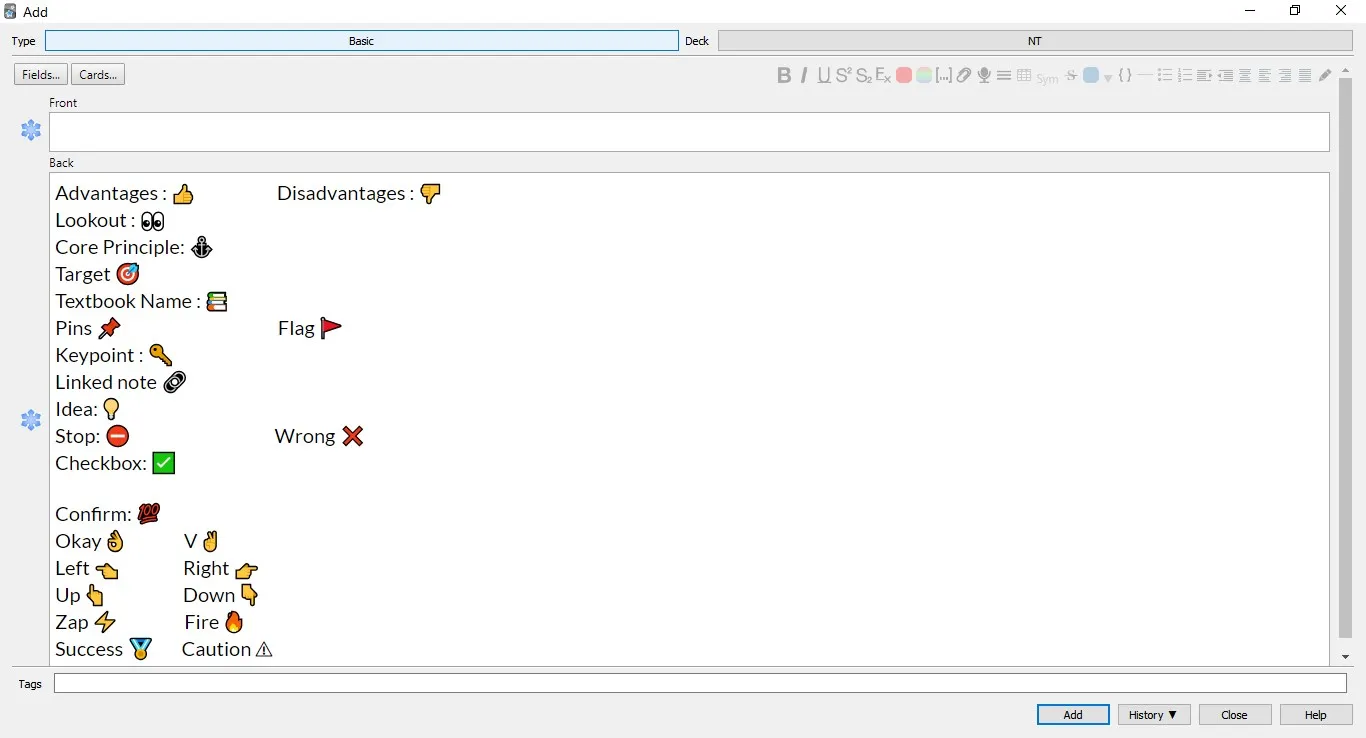  The text next to the emojis are only possible use-cases and not the keyword